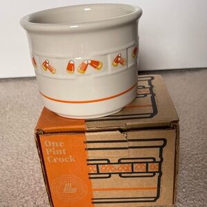 NIB - Longaberger Pottery Retired Candy Corn One Pint Crock